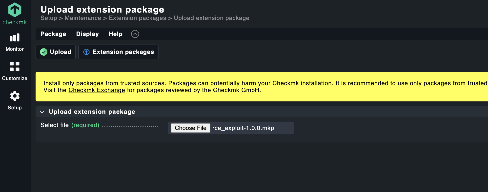 Figure 15 - Upload page
